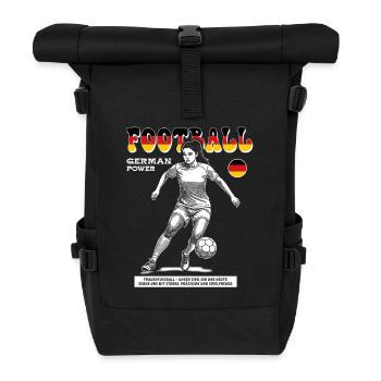 GER Fußballerin Shirt: Spaß am Spieltag - Rolltop Rucksack - Schwarz - Vorne