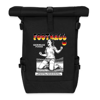Deutscher Frauenfußball Shirt: Technik mit Herz - Rolltop Rucksack - Schwarz - Vorne