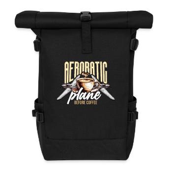 Aerobatic Pilot Before Aeroplane Coffee Lover - Roll Top Backpack - black - Front