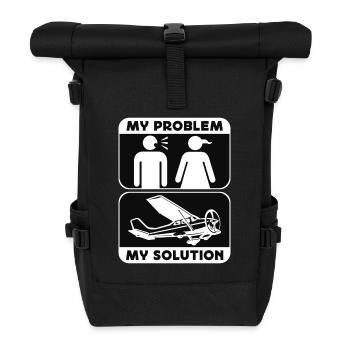 Aerobatic Pilot My Problem My Pictogram Mom Dad - Roll Top Backpack - black - Front