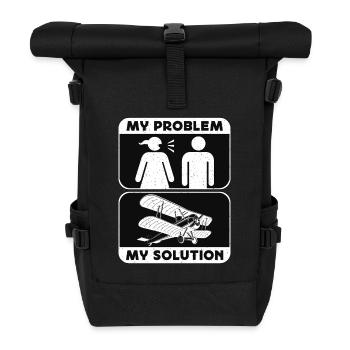 Aerobatic Pilot My Problem My Pictogram Dad Mom - Roll Top Backpack - black - Front