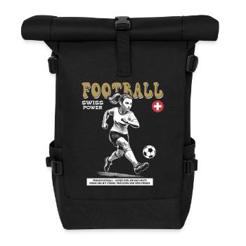 Swiss Women's Football Shirt: Emotion on the Ball - Roll Top Backpack - black - Front
