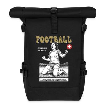 Swiss Fußballspielerin Shirt: Taktik und Timing - Rolltop Rucksack - Schwarz - Vorne