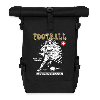 Frauenfußball Shirt Schweiz: Mut im Zweikampf - Rolltop Rucksack - Schwarz - Vorne