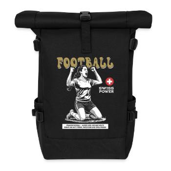 Swiss Fußballspielerin Shirt: Ballgefühl pur - Rolltop Rucksack - Schwarz - Vorne