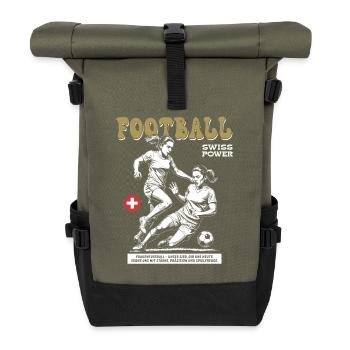 Kampfgeist gezeigt: Schweizer Frauenfußball Shirt - Rolltop Rucksack - Olive/Schwarz - Vorne