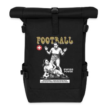 Einsatz pur: Frauenfußball Shirt CH - Rolltop Rucksack - Schwarz - Vorne