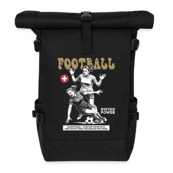 Kraft ohne Foul: Schweizer Frauenfußball Shirt - Rolltop Rucksack - Schwarz - Vorne