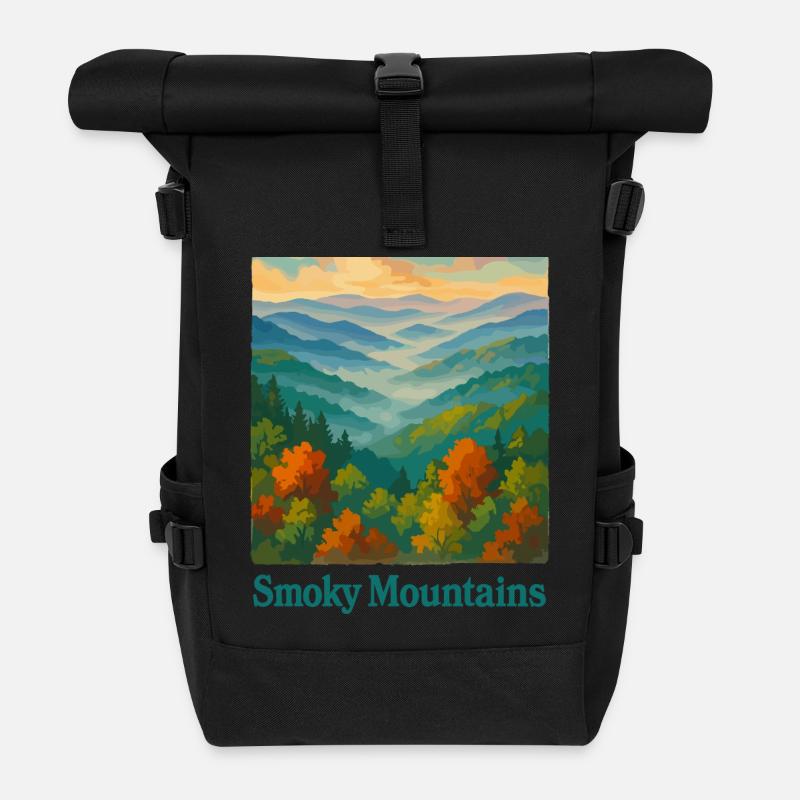 Smoky Mountains Art - Rolltop Rucksack - Schwarz