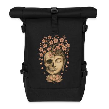 Leben Tod Buddha Blüte Symbolische Kunst - Rolltop Rucksack - Schwarz - Vorne