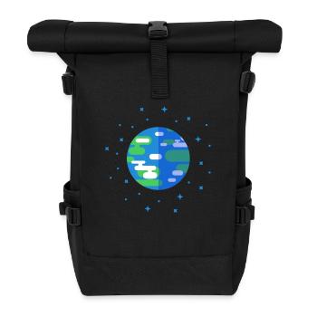Earth Kurzgesagt - Planet Erde Minimalistisch - Rolltop Rucksack - Schwarz - Vorne