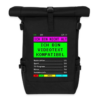 Ich bin nicht alt Geburtstag - Videotext - Rolltop Rucksack - Schwarz - Vorne