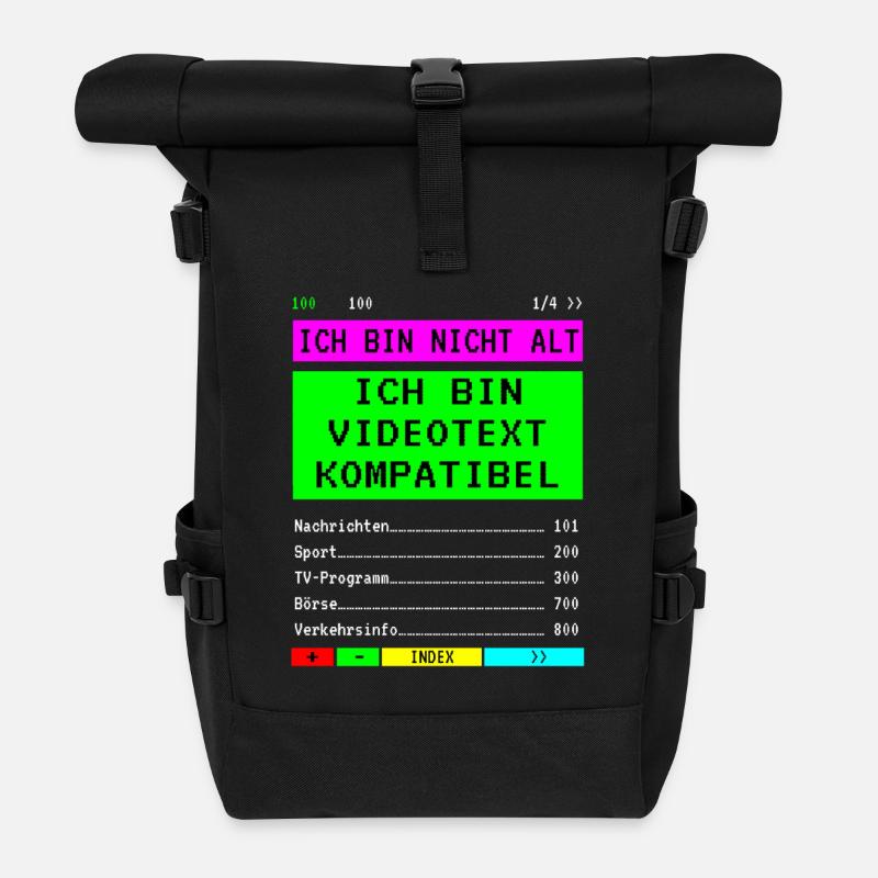 Ich bin nicht alt Geburtstag - Videotext - Rolltop Rucksack - Schwarz