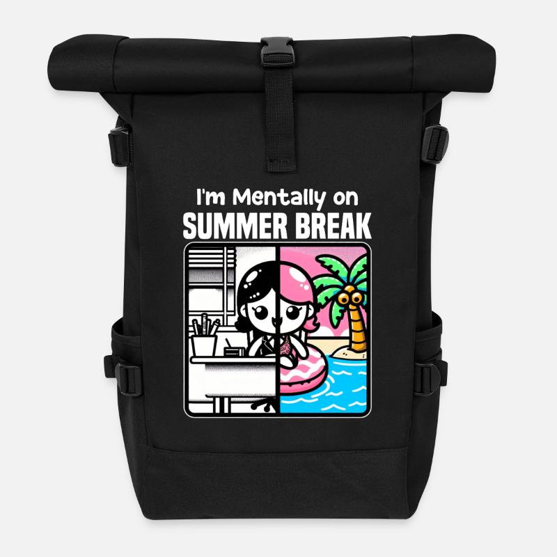ICH BIN MENTAL IN DEN SOMMERFERIEN - LEHRERGESCHENK - Rolltop Rucksack - Schwarz