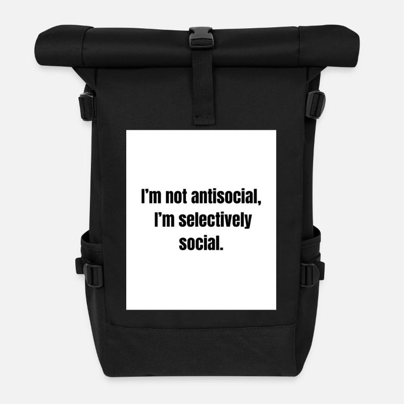 Selektiv sozial – introvertierte Definition - Rolltop Rucksack - Schwarz