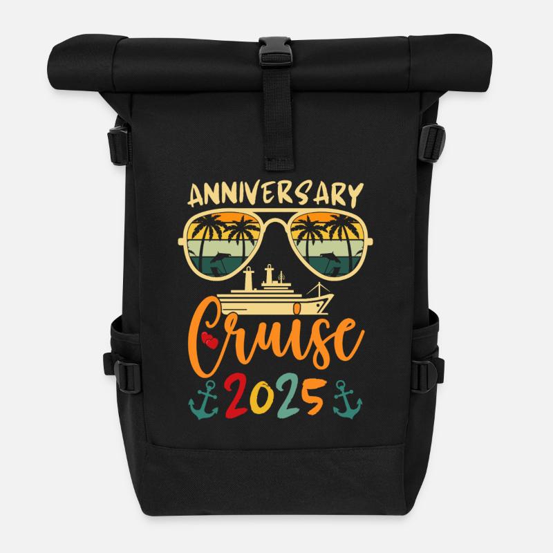 Anniversary Cruise 2025 For Husband & Wife - Roll Top Backpack - black