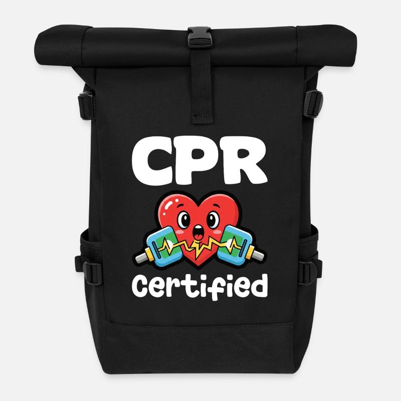 CPR ZERTIFIZIERT - GESCHENK FÜR KRANKENSCHWESTER - Rolltop Rucksack - Schwarz