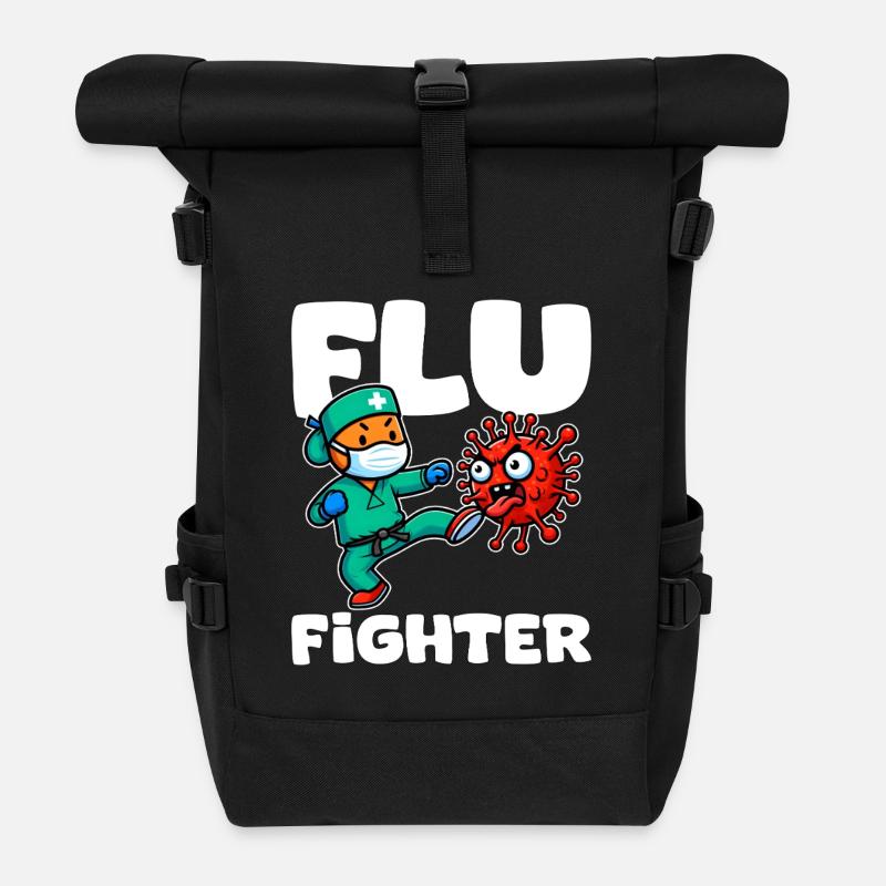 FLU FIGHTER - KRANKENSCHWESTER GESCHENK - Rolltop Rucksack - Schwarz