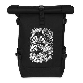 Samurai Shirt: Dragons Dancing Through Party Night - Roll Top Backpack - black - Front