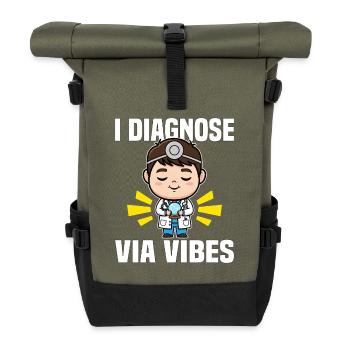 ICH DIAGNOSTIZIERE ÜBER VIBES - GESCHENK DES ARZTES - Rolltop Rucksack - Olive/Schwarz - Vorne