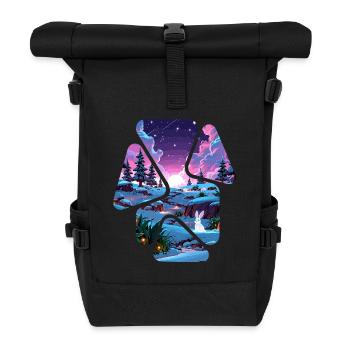 Landscape Snow Puzzle Fantasy - White Rabbit - Roll Top Backpack - black - Front
