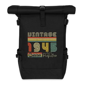 1945 Geburtstag 1945 Jahrgang Geburtstag 1945 - Rolltop Rucksack - Schwarz - Vorne