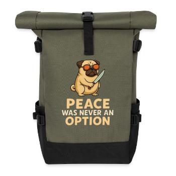 Cooler Mops Koch mit Sonnenbrille in der Küche - Rolltop Rucksack - Olive/Schwarz - Vorne