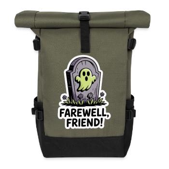 Ghostly Tombstone Farewell Sticker - Roll Top Backpack - olive/black - Front