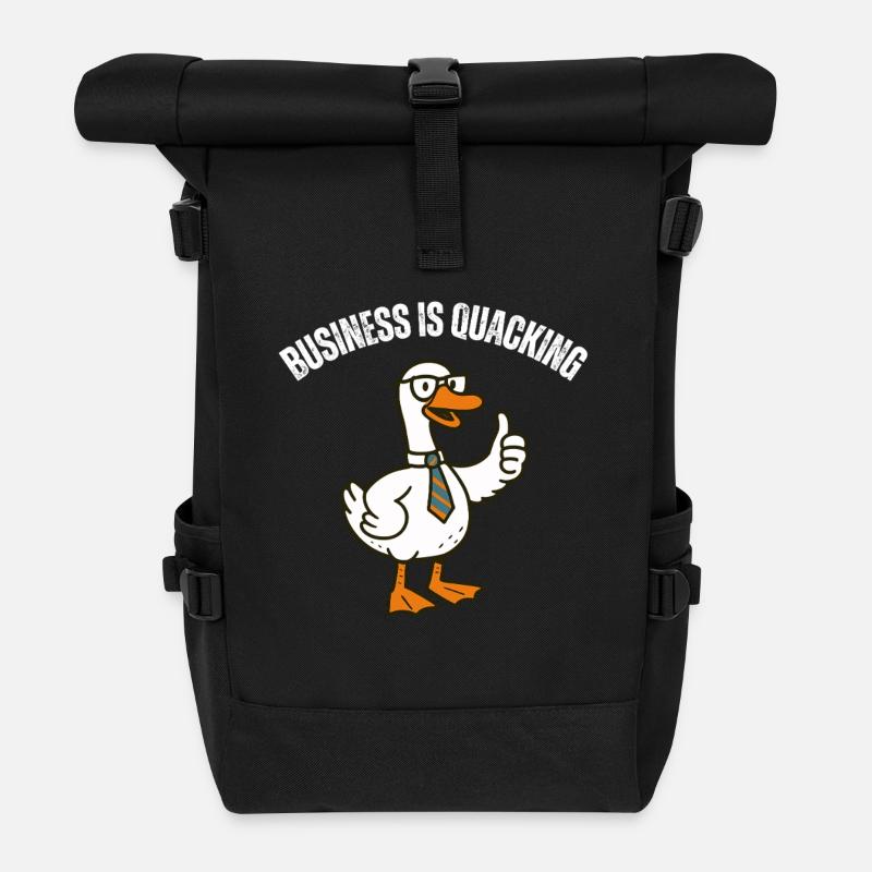 Quackende Business-Ente - Rolltop Rucksack - Schwarz