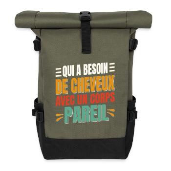 Funny quote about beards and hair - Roll Top Backpack - olive/black - Front