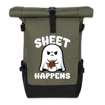 SHEET HAPPENS - GHOST HALLOWEEN - Roll Top Backpack - olive/black - Front