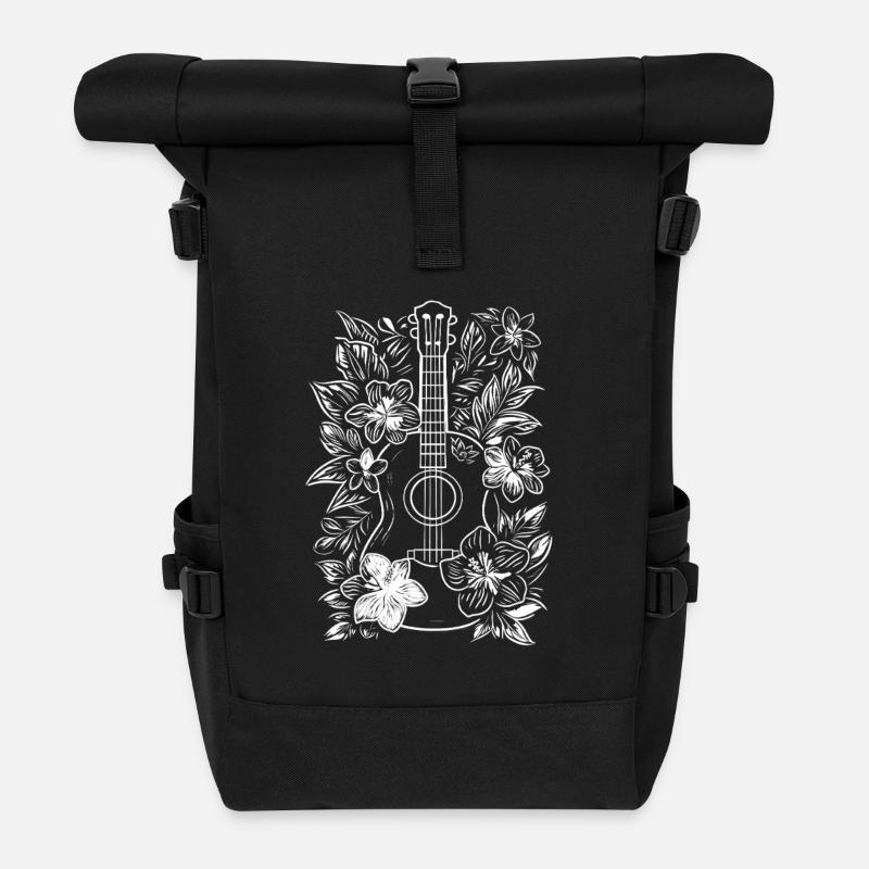 Ukulele Skizze - Rolltop Rucksack - Schwarz