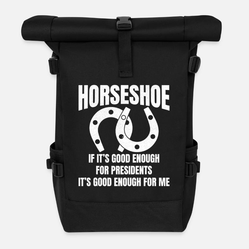 Horseshoe If It's good enough for presidents It's - Roll Top Backpack - black