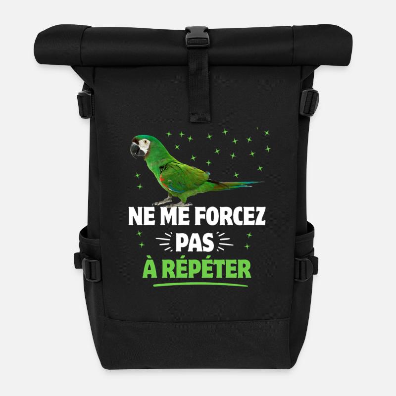Wenn Sie sprechen, wiederholen wir weiße Papageien - Rolltop Rucksack - Schwarz