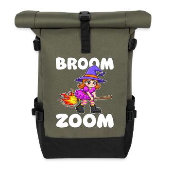 BROOM ZOOM - WITCH HALLOWEEN - Roll Top Backpack - olive/black - Front