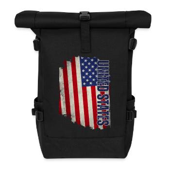 Drapeau des États-Unis, grunge vintage - Sac à dos roll top - noir - Devant