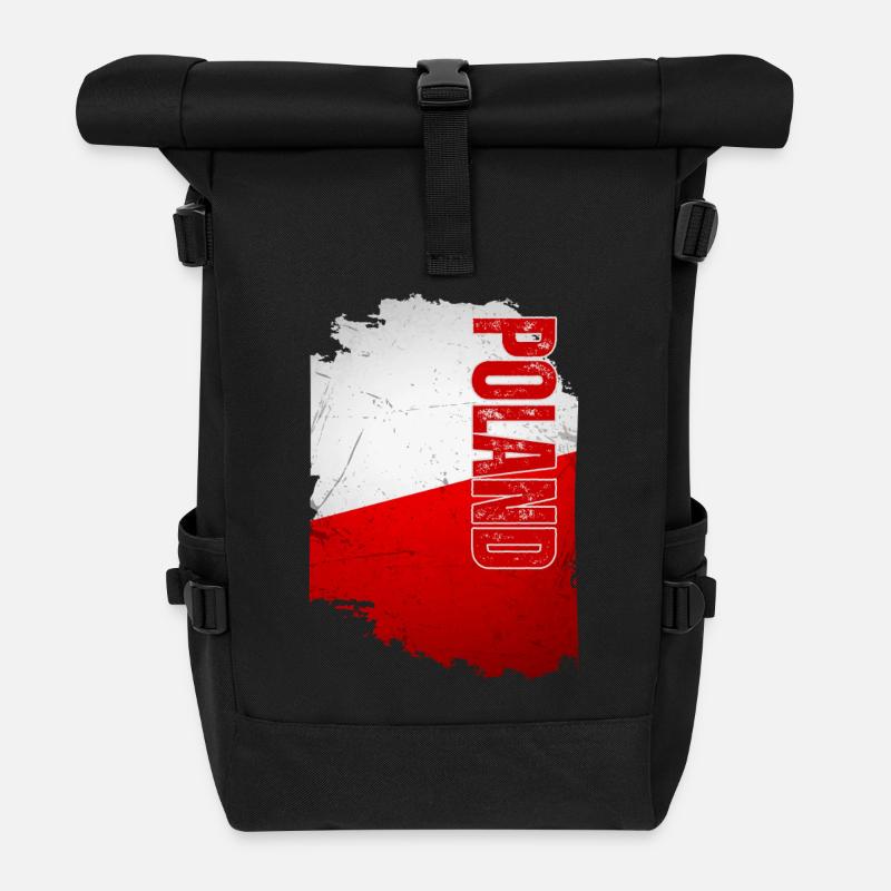 Drapeau polonais, grunge vintage - Sac à dos roll top - noir