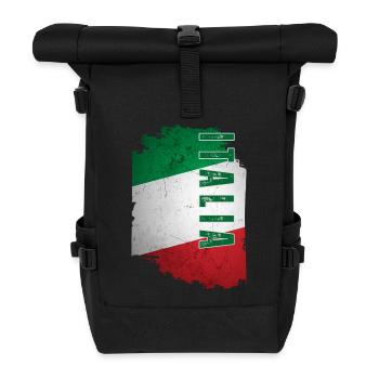 Flagge Italiens, Vintage-Grunge - Rolltop Rucksack - Schwarz - Vorne