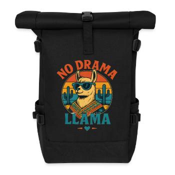 Cool Llama with sunglasses and desert scene - Roll Top Backpack - black - Front