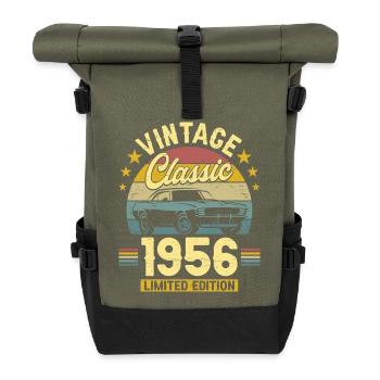 1956 70 Years Anniversary Men's Car - Roll Top Backpack - olive/black - Front