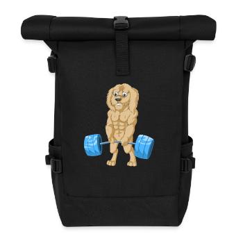 Strong Golden Doodle Dog Lifting Weights Fitness - Roll Top Backpack - black - Front