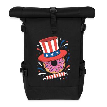  Donut Sprinkle Patriotic Independence Day 4th of - Rolltop Rucksack - Schwarz - Vorne