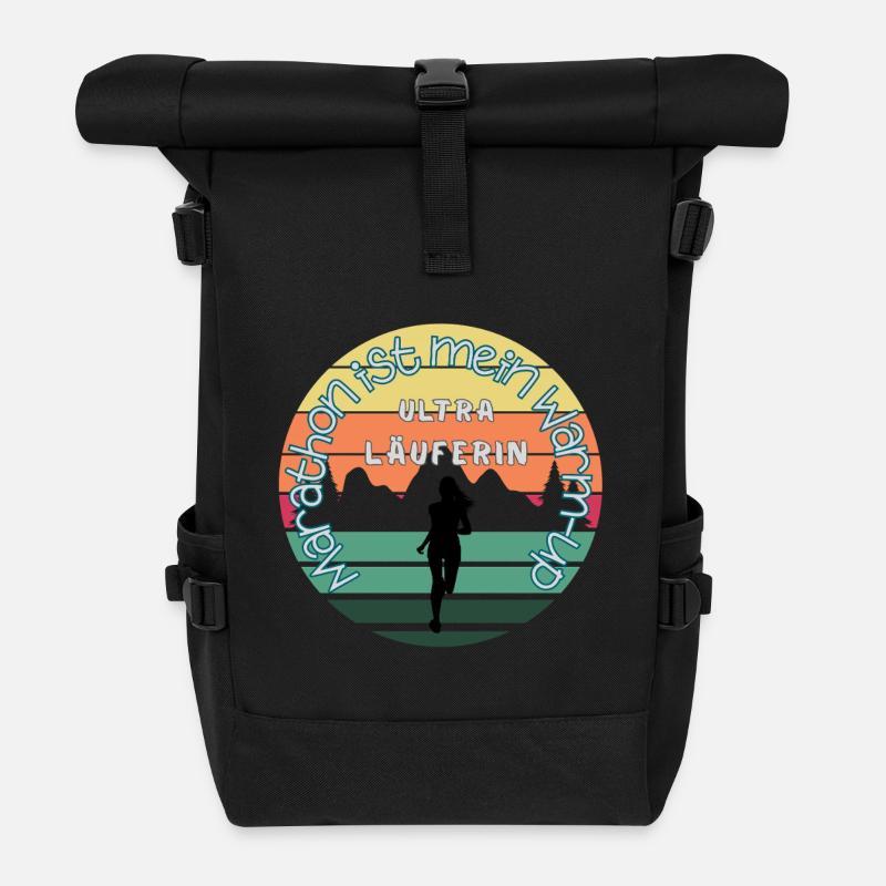 Ultraläuferin - Marathon ist mein warm up - Rolltop Rucksack - Schwarz