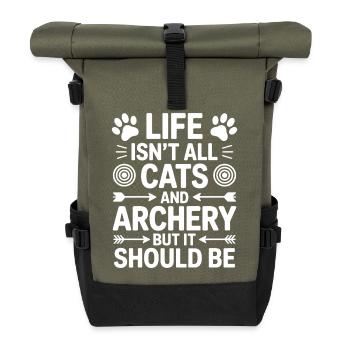 Archery Saying Cats Archery Gift - Roll Top Backpack - olive/black - Front