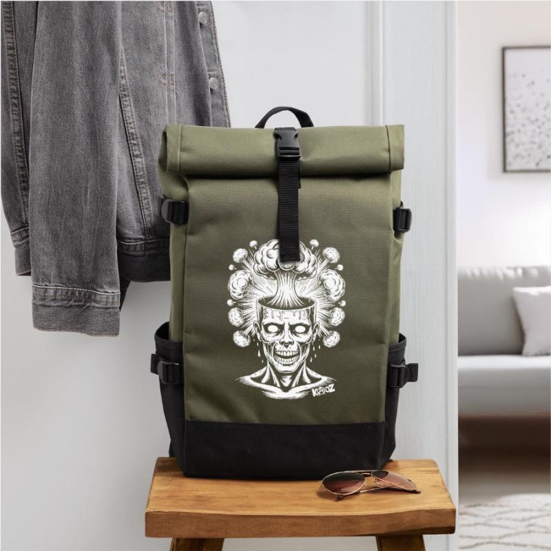 Creative explosion and comic illustration Roll Top Backpack
