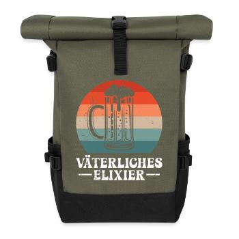 Fatherhood FATHERLY ELIXIR Funny - Roll Top Backpack - olive/black - Front
