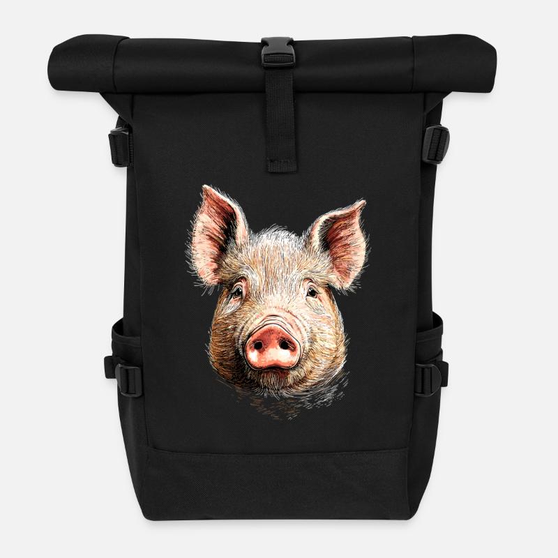 Schwein Hausschwein Sau Schweine Liebe Schweinchen - Rolltop Rucksack - Schwarz