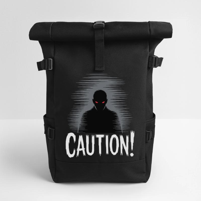 Dark Shadow Caution Graphic Roll Top Backpack