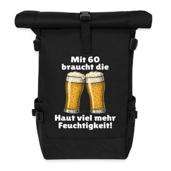Männer 60. Geburtstag Bier Spruch - Rolltop Rucksack - Schwarz - Vorne