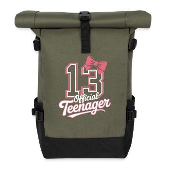13th birthday teenager gift - Roll Top Backpack - olive/black - Front